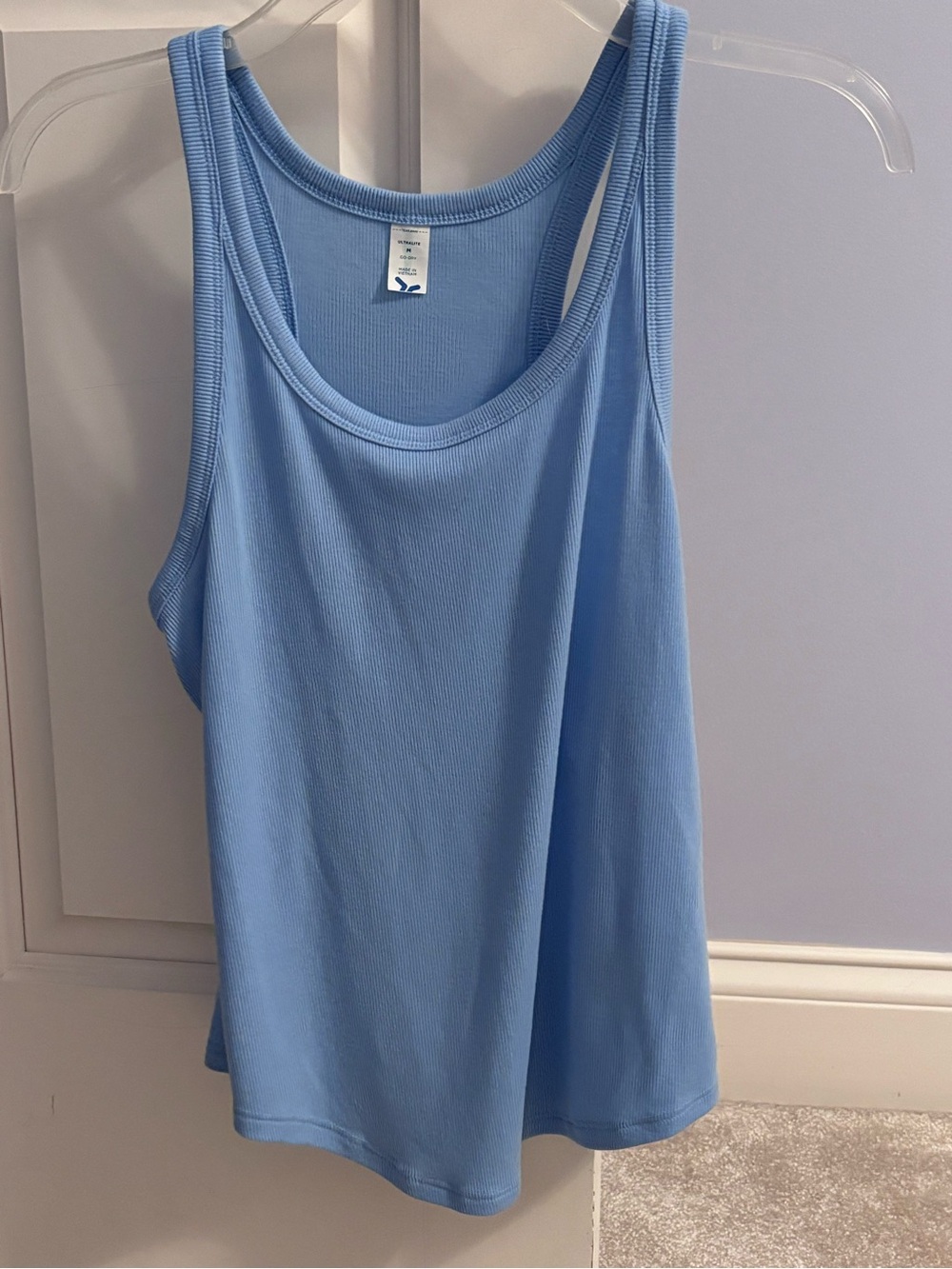 Sky Blue Ribbed Scoop Neck Tank Top
